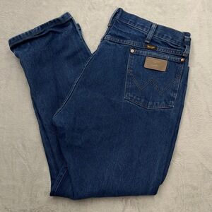 Wrangler Men Cowboy Cut‎ Jeans Dark Wash Straight Leg Work Size 42x30 13MWZ